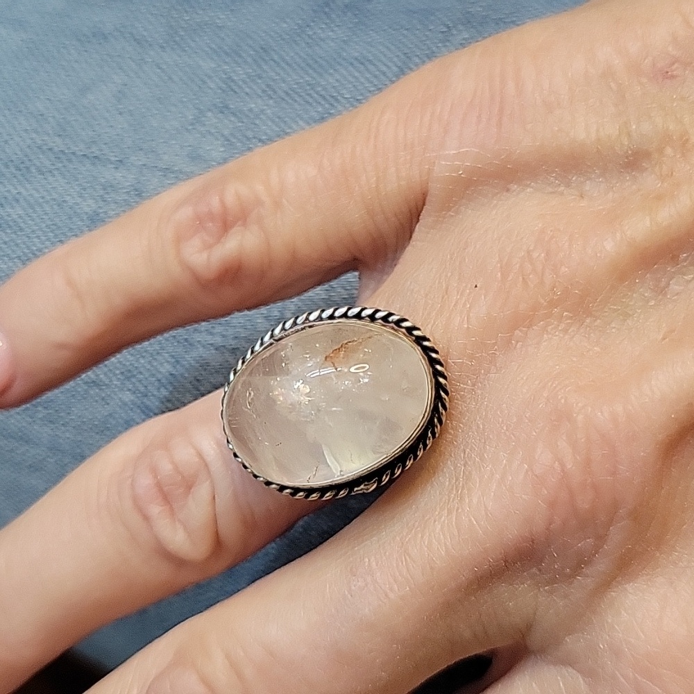 NATURAL QUARTZ 925 SILVER RING